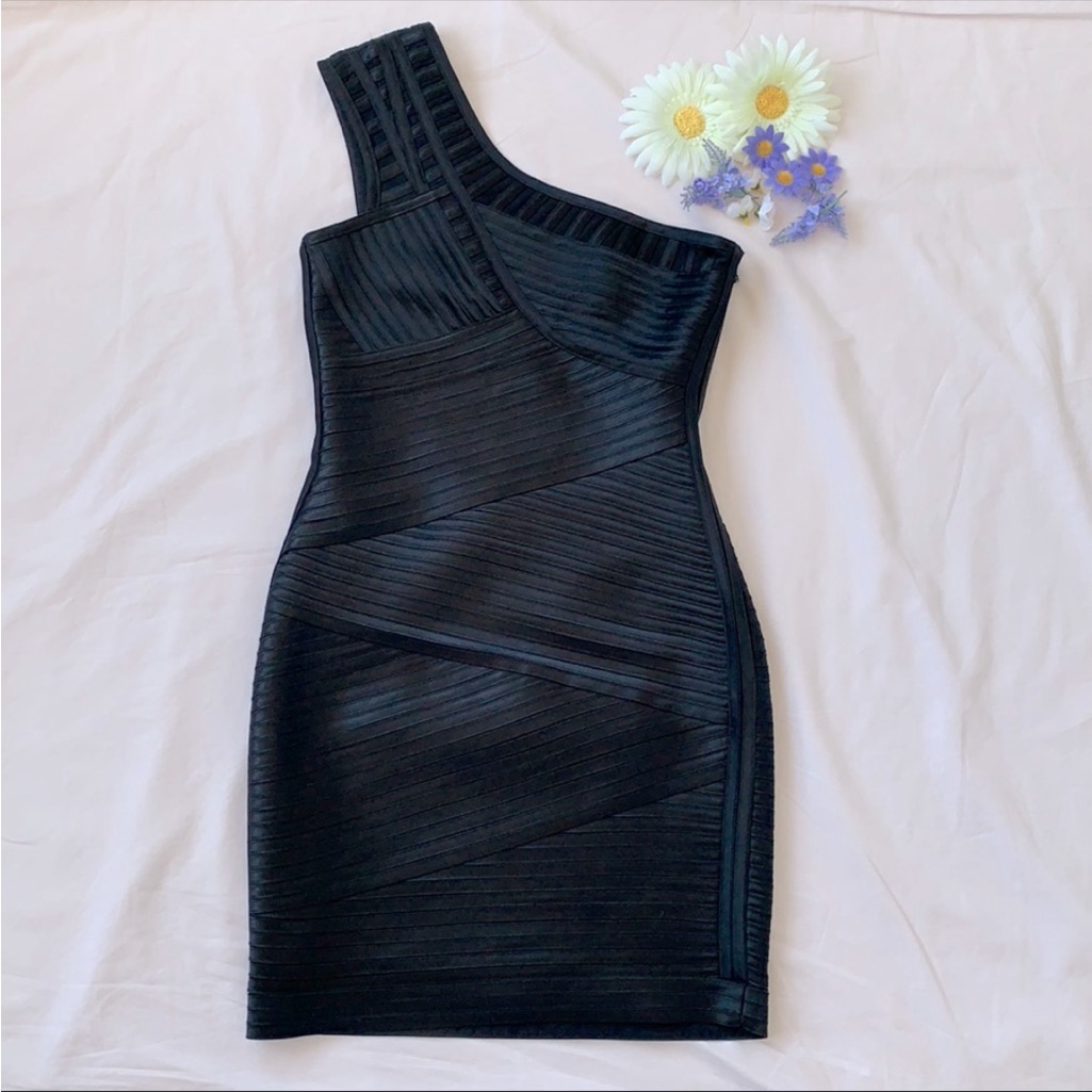 Bcbg Maxazria Eden Dress, Black Satin Like Material, Size 2